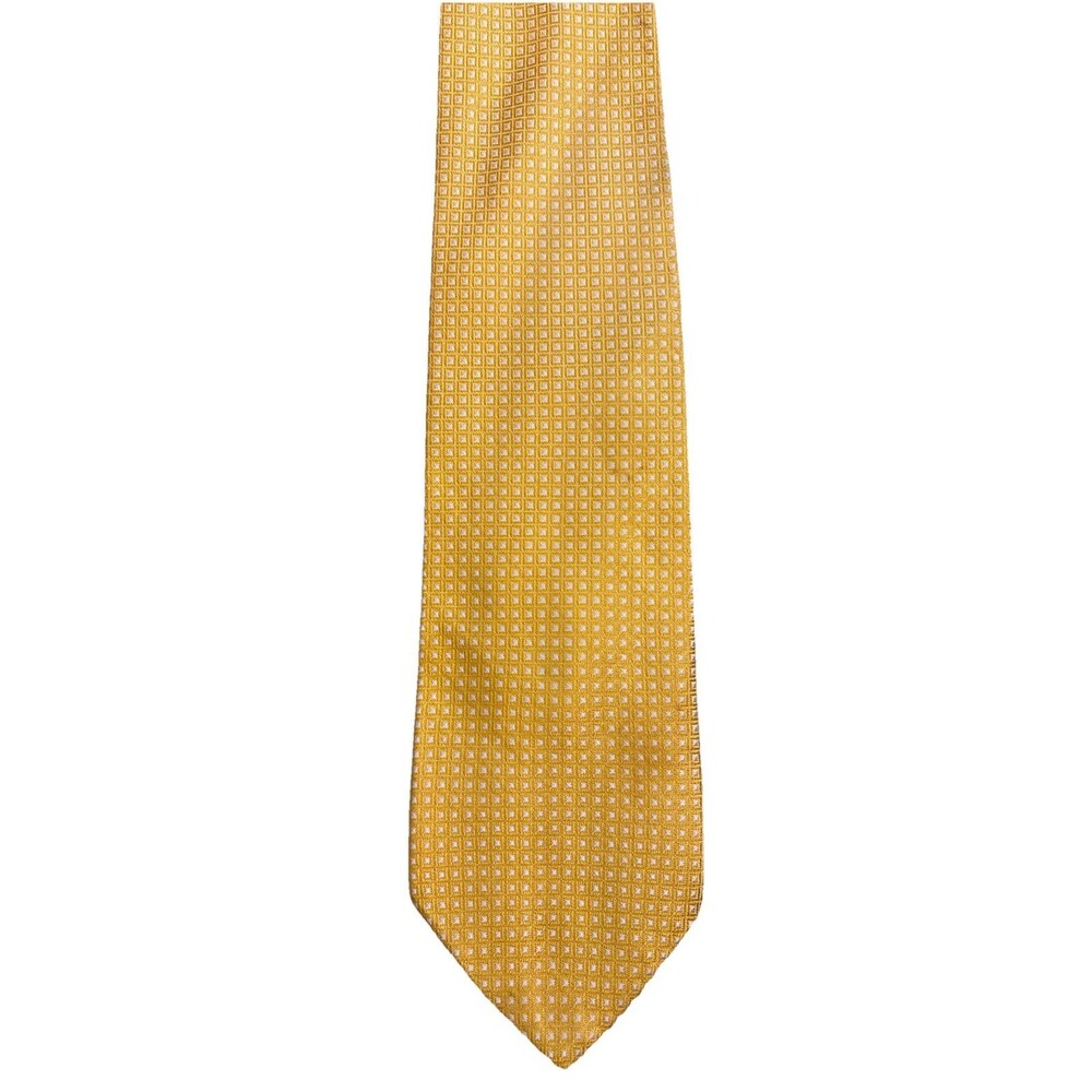 Brooks Brothers Makers Yellow Geometric Silk Tie Woven Italy Made USA MSRP $115